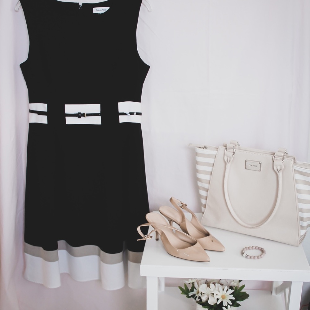 Calvin Klein Black Fit & Flare Dress Size 10